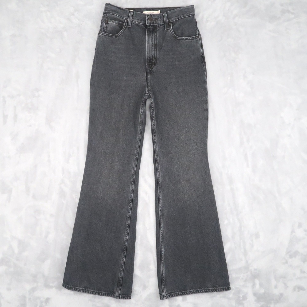 Levi Jeans Womens 26 Fit 25x30 Black 70s High Flare A0899-0005 Retro Boho